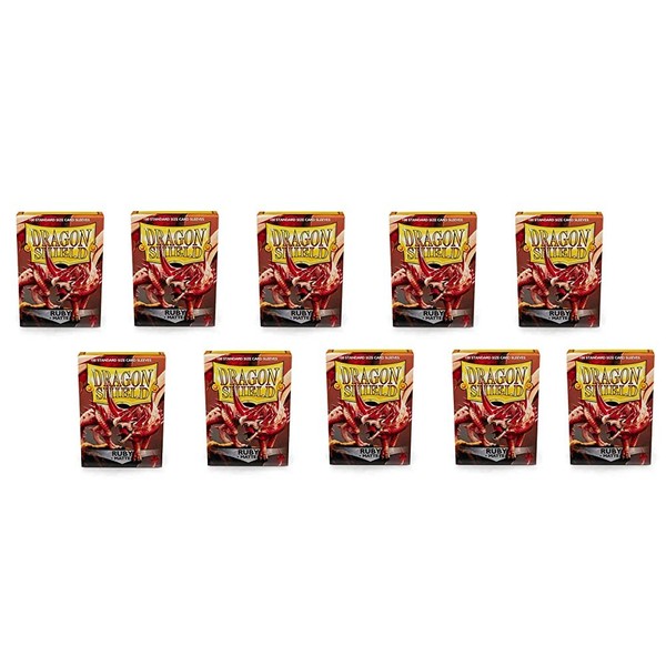 10 Packs Dragon Shield Matte Ruby Standard Size 100 ct Card Sleeves Display Case