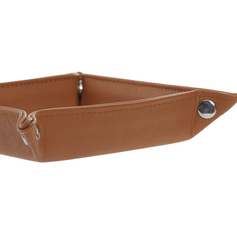 DRW Vassoio svuotatascarpe ecopelle marrone cammello 18 x 18 x