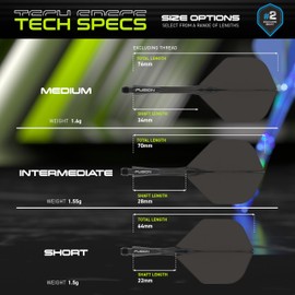 WINMAU Fusion Black Intermediate Integrated Dart Flight and Shaft System - 1 Set Per Pack (Total 3 Flight and Shaft)