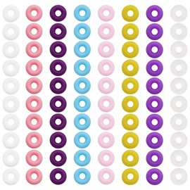 Homoyoyo Kit de 100 Anillos de Tope de Silicona, Cuentas para Joyería, Accesorios para Pulseras, Collares y Tobilleras, Uso Multifuncional