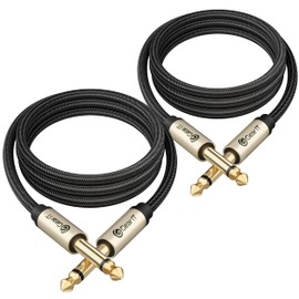 GearIT Guitar Instrument Cable (3ft 2-Pack) 1/4 Inch to 1/4 inch TS Straight Male to Male 6.35mm Mono Jack with Alloy Connector and Nylon Braid