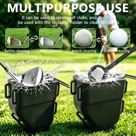 Ruppence Golf Ball Washer Club Head Cleaner Kit, 2-in-1 Portable Golf Cleaning Tool with Durable Bristles, Improved Brush Design, Mountable on Golf Cart/Bag, Easy to Install, No-Damage Club (1 Pack)