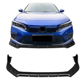 IKON MOTORSPRTS, Front Bumper Lip Compatible with 2022-2024 Honda Civic, Matte Black ABS Plastic FE-C Style Front Chin Spoiler 3PC Splitter