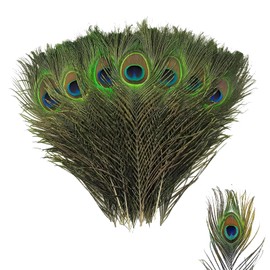 25Pcs Peacock Feathers, Large Feathers, Natural Feathers, Peacock Tail Feather for Wedding, Christmas Party Decoration, Vase Decoration Feathers, Peacock Costume, DIY Art & Craft