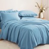 Horbaunal Blue Ruffle Sheets King Size 6 Piece, Fits 16"