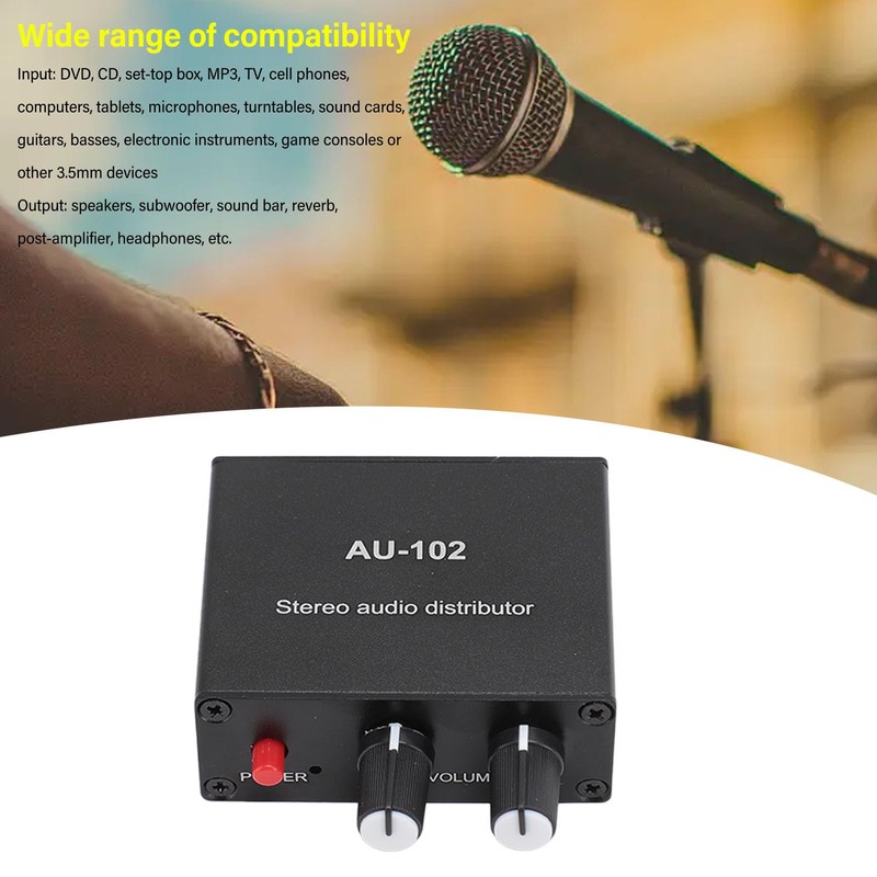 2 Channel Amplifier 1 Input 2 Output Active Stereo Audio