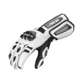 ILM Air Flow Leather Motorcycle Gloves for Men and Women Model-GRC01L (M, White-Long)