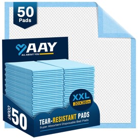 AAY Disposable Bed Pads 30"X36" (50pcs) Tear-Resistant Cloth Backing Underpads Super Absorbent Pee Pads Extra Large Premium Chucks for Adults Incontinence Pads Waterproof for Elderly, Kids or Puppy