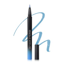 Metallic Glitter Liquid Eyeliner, Light Blue Diamond Shimmer Colored Eyeliner, Waterproof Long-Stay Eye Liner Pen, Ultra-Fine Tip Smooth Application, Smudge-Proof High Pigmented Delineador De Ojos-03