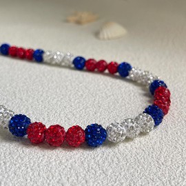 Baseball Necklace 16in/19in/22in Baseball Bling Drip Necklaces Rhinestone Clay Beaded Chain Necklace for Men Cool Sports Jewelry for Players Lovers (22in, Royal blue)