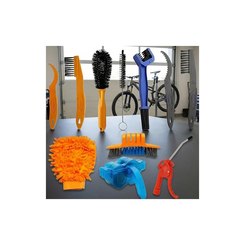 Juego de 11 Herramientas de Limpieza de Bicicleta, Bike Chain