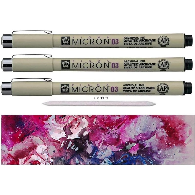 Sakura Pigma Micron Black 03. set 3 Fineliners