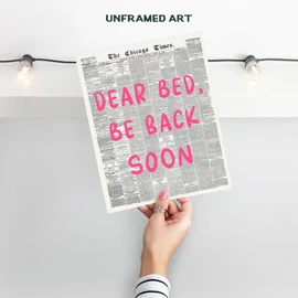 Pink Bedroom Decor - Bed Wall Decor - Womens Bedroom Decor Aesthetic - Minimalist Art - Cute Trendy Typography Wall Art - Funky Bedroom Pictures Newspaper Wall Art - Eclectic Wall Decor, funny Sayings