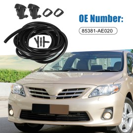 A ABSOPRO Windshield Washer Nozzle Kit 85381-AE020 250cm Washer Hose and Adapter Wiper Wash Spray Jet for Toyota Corolla 2004-2010 Plastic (Set of 6)
