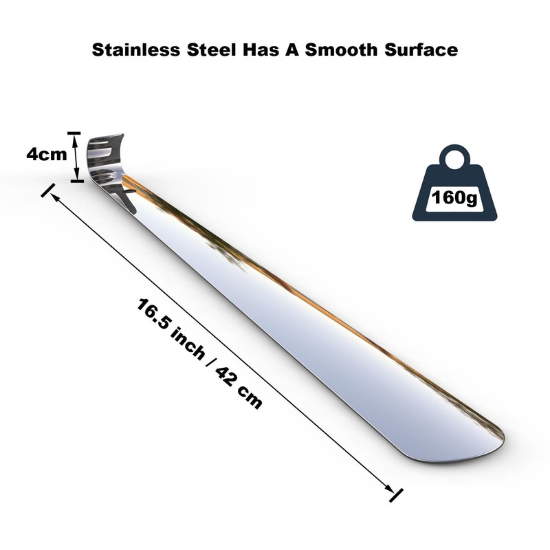 Shoe Horn Long Handle for Seniors,16.5" Long Metal Shoehorns for