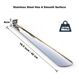 Shoe Horn Long Handle for Seniors,16.5" Long Metal Shoehorns for Men Women Kids,Travel Stainless Steel Shoe Horn Shoe Slip on Tool 1