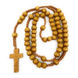 Charmed By Dragons Wood Bead Christian Catholic Rosary Wooden Prayer Beads In Velvet Pouch