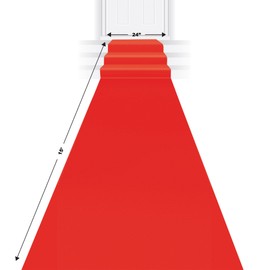 Beistle Novelty Red Carpet Aisle Runner for VIP Awards Night Theme Party Decorations 15' x 24"