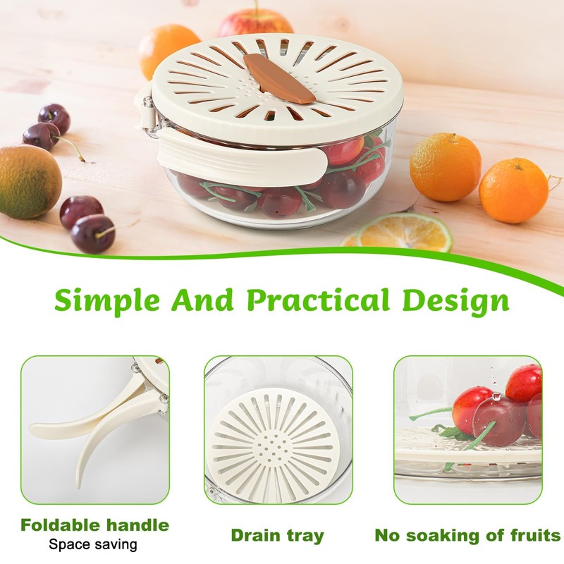 Small Lid Colander for Kitchen Fruit Washing Bowl with Strainer
