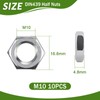 M10 Nuts, Pack of 10, Hex Nut Stainless Steel (Low