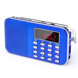 Prunus L-218AM-BLUE FM/AM Radio with Micro TF card USB MP3, Blue