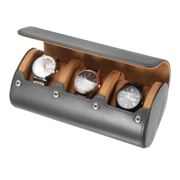 sourcing map Watch Travel Case for Men Leather Watch Roll