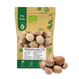 Organic Nutmeg Pack of 15 | Whole Nutmeg from Sri Lanka | For Spice Mill Grater | Organic Quality Handpicked | Organic Nutmeg | OmVeda