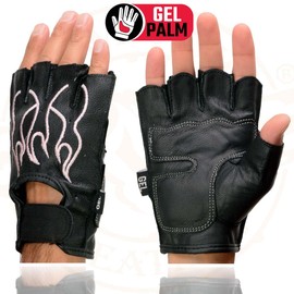 Milwaukee Leather mens Black/Pink SH198 Women Black Pink Fingerless Leather Gloves, Black/Pink, X-Small US