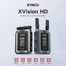 SYNCO XVision HD Wireless Video Transmission System Dual HDMI 1080P HD One Transmitter and Receiver Transmission Range 300 m/985 ft 0.04s Low Latency with NP-F Battery Slot and USB-C Power Input