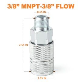 GASHER 2PCS 3/8-Inch Male Quick Connect Air Coupler, 3/8 Basic Flow Industrial Coupler，For Air Compressor Quick Connect Air Hose Fittings Set, JQ-896