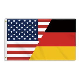 Large 90 x 150 cm Germany USA Flag, Large 150D German America American Friendship Banner, Durable Germany Flag Doube Side Print Decor Brass Eyelets Large USA
