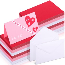 Motiskyy 48 Pcs Valentines Day DIY Blank Greeting Cards with Envelopes for Classroom 4x6 Inch Folded Blank Cards with Envelopes Craft Kits for Valentine's Day, Mother's Day, Invitations, Wedding