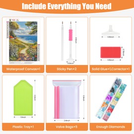 TOSTOG Diamond Painting for Adults, Coastal Landscape Diamond Painting Kits Full Drill Pictures 5D DIY Diamond Painting Set 30 x 40 cm for Wall Decoration