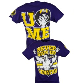 EWS John Cena Purple Never Give Up Mens Cotton T-shirt - L