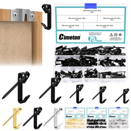 Cimeton 75Pcs 5 Sizes Picture Hangers Picture Hanging Kit Picture Hanging Hooks Frame Hooks Picture Hooks Picture Frame Hangers Picture Hooks with Nails for Wall Mounting (Black)
