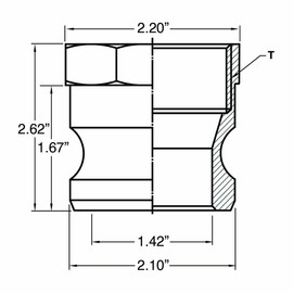 Gloxco Poly Cam Lock Fitting, Type A, 1-1/2" Male Camlock x 1-1/2" Female NPT, Each