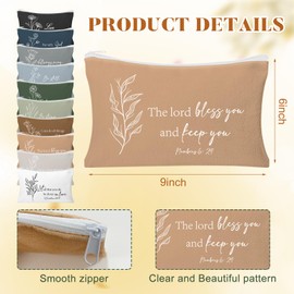 HSDSH 20 Pcs Inspirational Christian Cosmetic Bags for Women Religious Gifts Canvas Pencil Pouch Makeup Bags with Bible Verse Keychains for Travel Women Mother Mom Employee Gift
