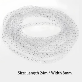 24M Mesh Tube White Polyester Decor Tubing Flex 8MM for DIY Crafting Sewing Wreath Wedding Party Decorations