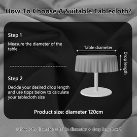 AUAUY Round Table Cloth Wipe Clean Tablecloth 120cm Diameter, Polyester Waterproof Wipeable Circular Table Cloths, Table Cover Washable for Round Dining Table, Christmas Table Cloth, Dark Grey
