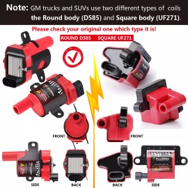 Carbole 8Pack Round Ignition Coil For Chevy Silverado 1500 2500 GMC 4.8L 5.3L 6.0L D585