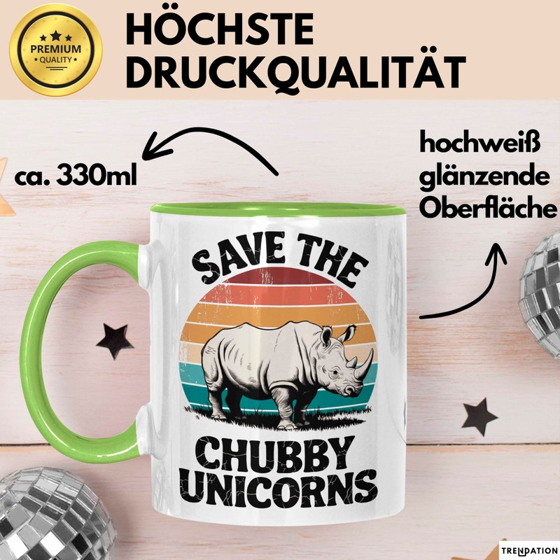 Nashorn Tasse Geschenk Lustige Geschenkidee Spruch Rettet Die Moppeligen Einhörner