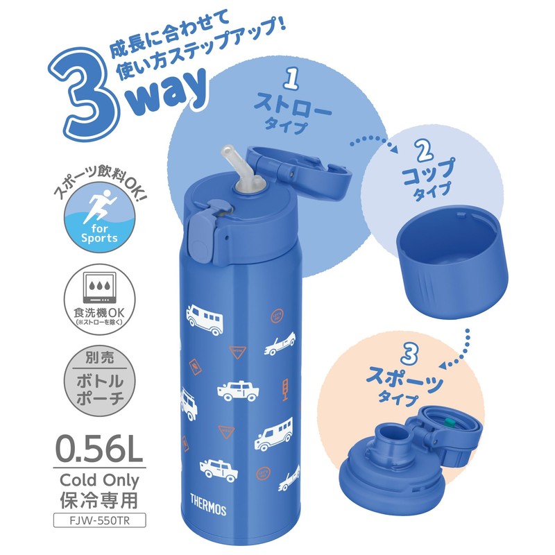 Thermos FJW-550TR COB Vacuum Insulated 3-Way Bottle, Cobalt Blue, For