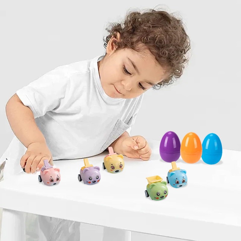 Generisch # Easter Egg Filled with Pull Back Car Animals