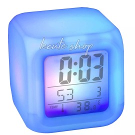Clock Cube Reloj Despertador Luz Led Luminoso 7 Colores Neon Multicolor
