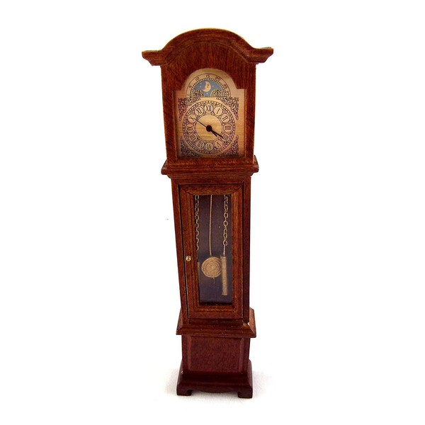 Dollhouse Miniature 1:12 Scale Walnut Quartz Clock #T6960