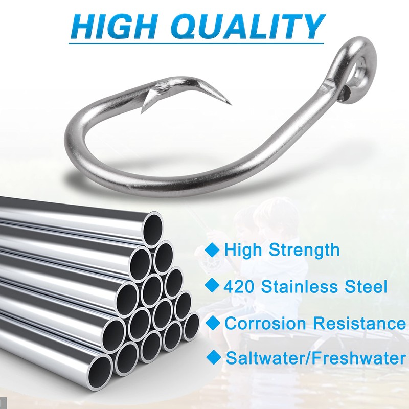 Saltwater Tuna Circle Fishing Hook, Stainless Steel Fishing Hooks 3X