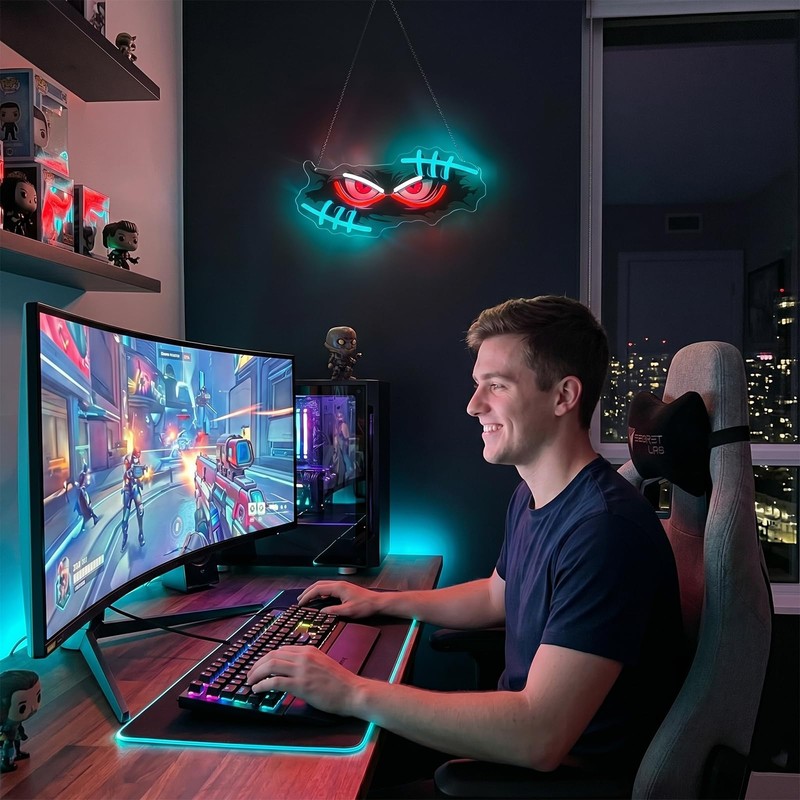 Devil Eyes Neon Sign for Gaming Room Decor,Neon Signs for
