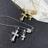 Jumcew Cross Necklace 14K Gold Plated Double Cross Pendant Necklace