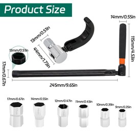 BEASAFY Stand Tap Nut Wrench Set 9-17 mm, Stand-Up Tap Wrench Set with Claw, Stand-Up Tap Wrench Universal Tool Stand Tap Nut Wrench for Sink Fittings Plumbing Installations