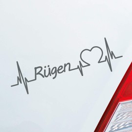 Hellweg Druckerei Rügen Heart Pulse Island Baltic Sea Love Car Sticker Rear Window Sticker